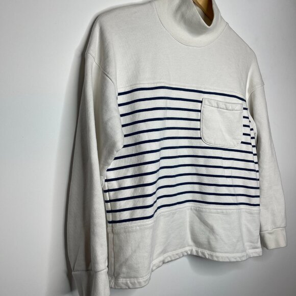 Madewell Striped‎ Mock Neck Sweatshirt Pullover with Pocket Casual Comfy - Picture 5 of 7